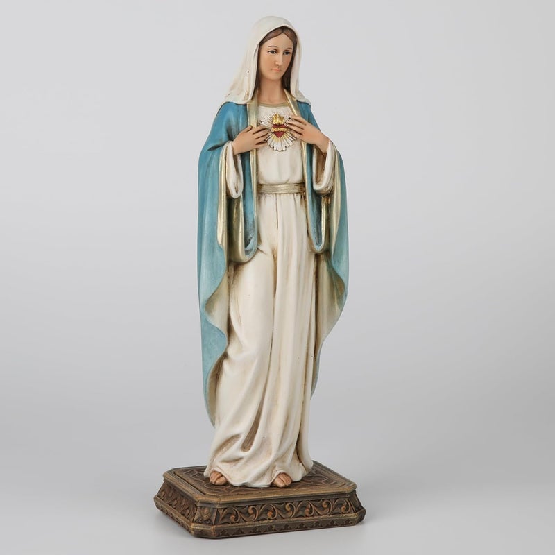 BC BUILDCLASSIC BC Catholic Immaculate Heart Mary Statue, 10" H Blessed Virgin Mary Figure for Altar, Holy Mother with Rosary Holder for Prayer Note, Religious Gift to Mon, Catholic Decor, Handmade by Buildclassic - Image 4
